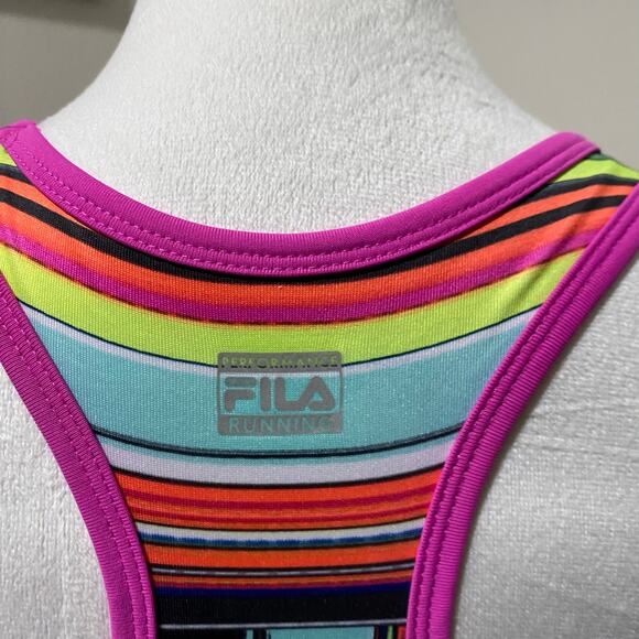 FILA Sport Bra Size Small Bright Striped Colors Racerback Running NEW WITH TAGS - Picture 10 of 12